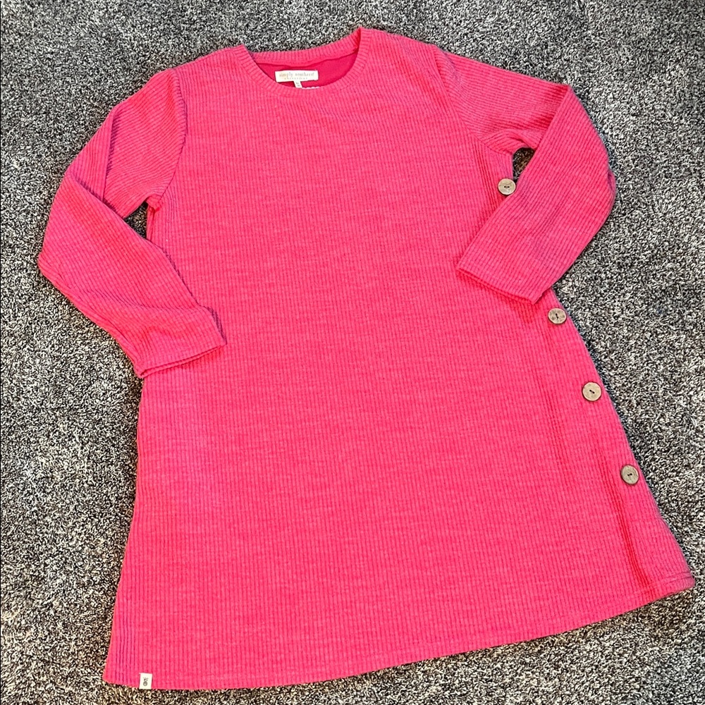 Simply Southern Pink Swing Dress Ribbed Knit Sweater. Dress